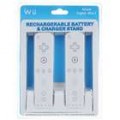 2 * 1800mAh baterias recarregáveis + azul luz dupla cobrança da doca para Wii