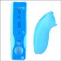 2-Peça Silicon Case para controlador de Wii-mote e Nunchuck azul