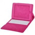 Slim teclado com fio compacto com PU couro Case para iPad Apple (Pink + branco)