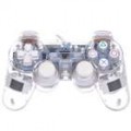 Dual Shock joystick Gamepad com luz azul de vibração para PS2 - transparente