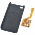 Adaptador de cartões SIM três com específico caso protetor da parte traseira plástica para iPhone 4 - preto