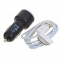 Cigarro Powered Dual USB adaptador de carro com o conjunto de cabo USB para iPad/iPad 2/iPhone 4 (DC 12V)