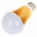 E27 5W LED 5 Slots bulbo de alumínio Shell - Golden + branco