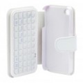 49 Chave Mini recarregável Bluetooth v 2.0 QWERTY teclado com PU Case para iPhone 4 - branco