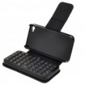 49-Chave Mini recarregável Bluetooth v 2.0 QWERTY teclado com PU couro Case para o iPhone 4