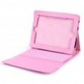 76-Chave Wireless Bluetooth teclado com dobradura couro Case para iPad/iPad 2 (rosa)