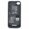 Dual SIM Dual Standby bateria volta caso protetor para iPhone 4 - preto