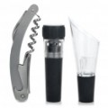 Moda doseadoras vinho + rolha + saca-rolhas/abridor de c / jogo da faca de corte de folha (Pack de 3 peças)