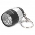Resistente à água Mini 6-LED branco luz Camping lanterna chaveiro - preto + prata (2 x CR2032)