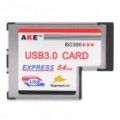 Dual USB 3.0 portas 54 mm Placa PCI Express Adapter - prata (Max 5.0 Gbps)