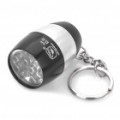 Parques de campismo Mini Ultra brilhante 8-LED 20LM lanterna luz branca c / porta-chaves - preto + prata (2xCR2032)