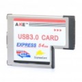 AKE 54 mm Placa PCI Express para 2 portas USB 3.0 adaptador de placa para Notebook Laptop