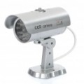 Fake realista câmera de manequim de segurança de vigilância c / LED vermelho a piscar - prata (2 x AAA)