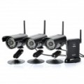 1-para-3 2.4 GHz Wireless impermeável segurança câmeras de vigilância c / 27-IR LED Night Vision - preto