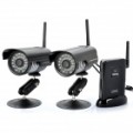 1-para-2 2.4 GHz Wireless impermeável segurança câmeras de vigilância c / 27-IR LED Night Vision - preto