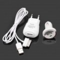 Carregador de isqueiro Mini 3 em 1 + carregador AC + cabo de dados USB/carregamento definido para Samsung P1000 / P1010 - branco