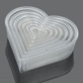 Coração em forma de Mousse anel bolo Cookie Cutter molde de conjunto - branco (Pack de 7 peças)
