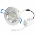 3W 6500K 260-Lumen 3-LED branco luz teto baixo Lamp com / Driver - prata (AC 100 ~ 245V)