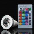 GU10 3W 1-LED multicolorido RGB lâmpada c / controle remoto (AC 85 ~ 265V)