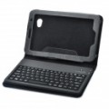 80-Chave teclado Bluetooth recarregável couro Case para Samsung P6200 Galaxy Tab 7.0 Plus