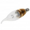 E14 3W 220-250LM vela estilo quente branco 3-LED bulbo (220V)