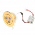 6500K 3W 260-Lumen 3-LED branco teto lâmpada c / LED Driver (85 ~ 240V)