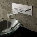 Elegante na parede cromado cobre Pull-Out Cachoeira Kitchen Sink Faucet - prata