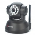 300KP Wireless Network vigilância IP câmera de segurança c / 10-LED IR Night Vision - preto