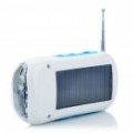 Solar Powered 1000mAh carregador de emergência com branca 6-LED lanterna / FM / adaptadores - Blue