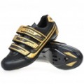 Stlyish Bike ciclismo fibra de carbono prático Shoes - dourado + preto (tamanho-40 euros)