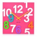 Troncos ocos moderno e colorido numerais relógio de parede quadrado - Rosa (1 x AA)