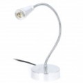 90LM 1W Metal flexível branco 1-LED mesa luz Desk Lamp - prata (AC 100-240V)