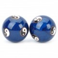 Chinesa Yin/Yang símbolo padrão Cloisonne saúde bola c / tocar sino dentro - azul (5cm / par)