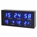 AC alimentado azul LED Digital relógio com calendário / alarme relógio / termômetro