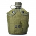 Cool exterior tática militar alumínio garrafa de água com Copa / bolsa - verde exército (1L)