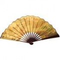 Seda bambu tradicional ventilador com pinostura Ancient chinês (ouro)