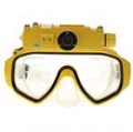 USB recarregável 300 K Pixels subaquática mergulho máscara filmadora Câmera Digital - amarelo (2 GB)