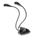 Double-Head 2-LED flexível lâmpada de leitura de pescoço luz com Clip - Black (3 * AAA)