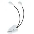 Double-Head 2-LED flexível lâmpada de leitura de pescoço luz com Clip - White (3 * AAA)