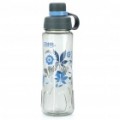 Flor padrão viajando Sports Cup de garrafa de água com filtro - transparente cinza (600 ml)