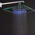 8-LED azul & vermelho água leve Sensor de temperatura Visualizer quadrado chuveiro cabeça (8 