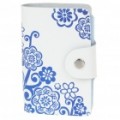 Elegante genuíno couro titular - branco + azul (possui 24-pedaço)