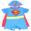 Superman estilo crianças vestido de natação conjunto (maiô + natação boné + capa)