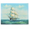 Feito à mão mão pinostado pinostura a óleo com moldura de madeira - Plain Sailing
