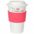 UC Copa cerâmica com capa - eu não sou um copo de papel (Dark Pink / 400 ml)