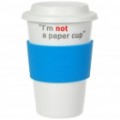 UC Copa cerâmica com capa - eu não sou um copo de papel (azul / 400 ml)