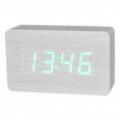 Moderno USB/4 pilhas AAA alimentado madeira verde despertador LED com Display de temperatura - branco