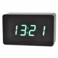 Moderno USB/4 pilhas AAA alimentado madeira verde despertador LED c / temperatura Display - preto