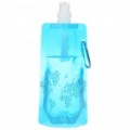Outdoor Camping dobrável água garrafa c / mosquetão - azul (480 ml)