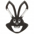 Abridor de garrafas de alumínio liga dupla Carabiner Clip estilo do coelho bonitinho - preto